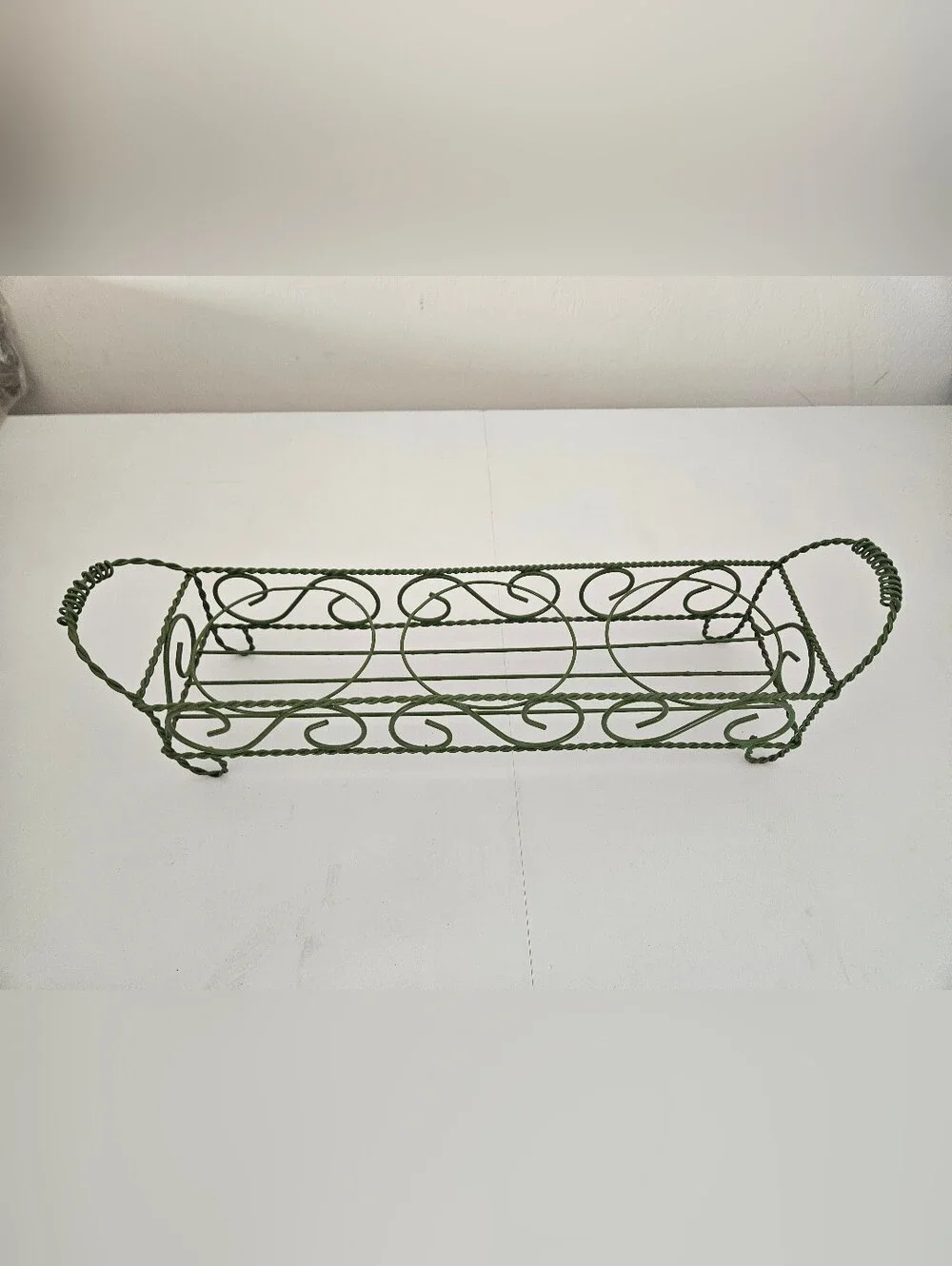 VTG Green Coated French Wire 3-Pot / Jar Plant Holder | SZ 19